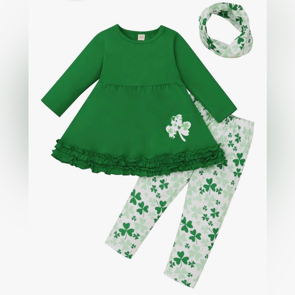 381 NIB XFGLCK Baby‎ Girls St.Patrick's Day Outfits Pant Set - Size: 6-9 months